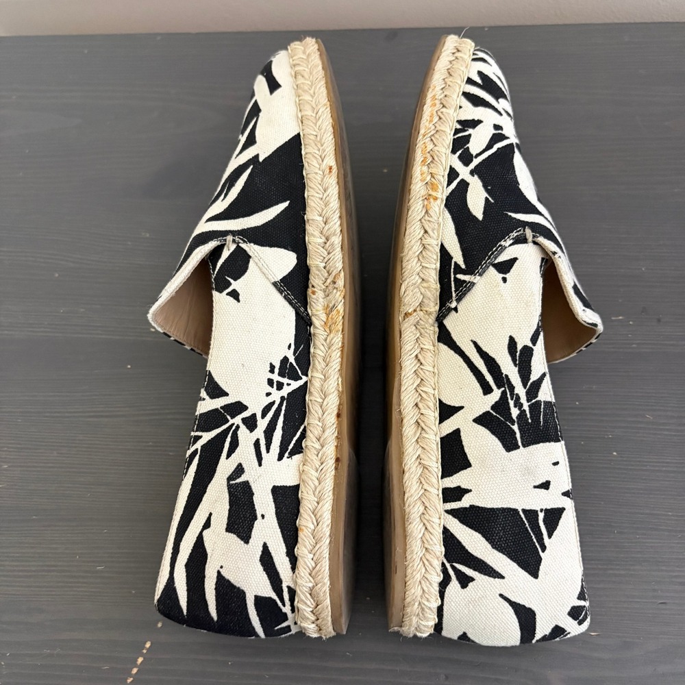 M.Gemi Espadrilles Agio 39.5 Black White Tropical Floral Print Slip On Loafers - Picture 5 of 14